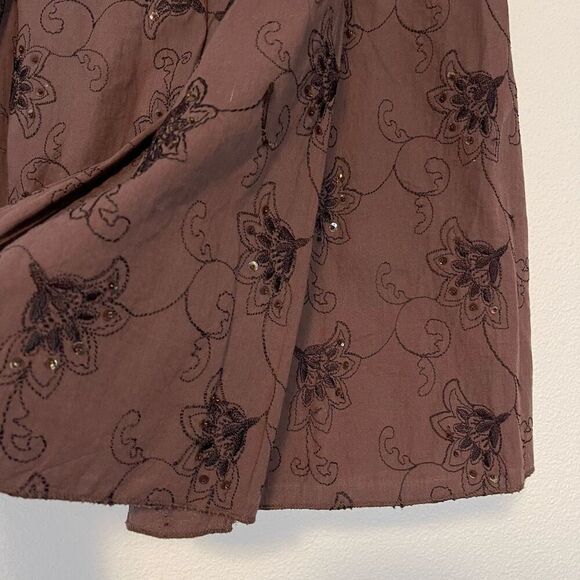 Vintage Dolled Up Brown Embroidered Mini Skirt Size Small - Picture 2 of 8